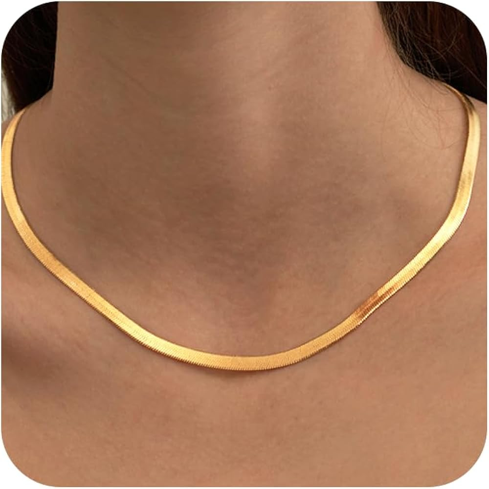 CHESKY Gold Necklace for Women, 14K Plated/S925 sterling silver Snake Chain Necklace Dainty Simpl... | Amazon (US)