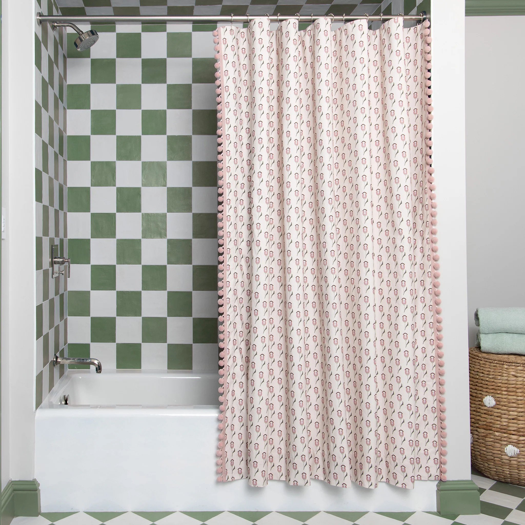 Pink Tulip Custom Shower Curtain | Pepper