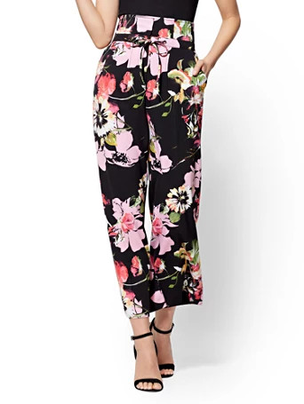 7th Avenue Pant - Floral Crop Wide-Leg | New York & Company