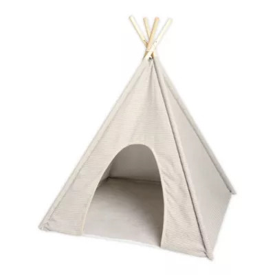 Precious Tails Canvas Ticking Stripe TeePee Pet Bed in Grey | Bed Bath & Beyond