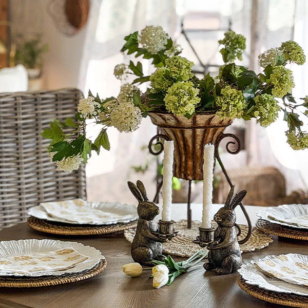 Vintage Bronze Bunny Taper Candle Holders, Set of 2 - Decor Steals | Decor Steals