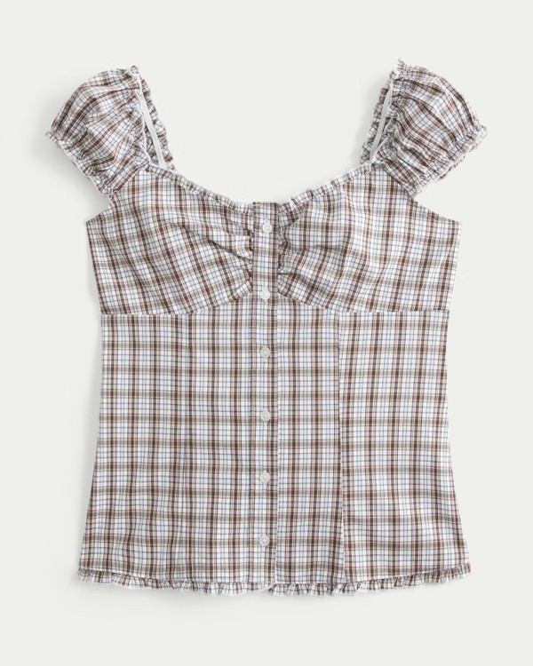 Women's Short-Sleeve Stretch Poplin Top | Women's Tops | HollisterCo.com | Hollister (US)