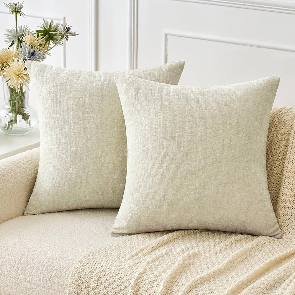 MIULEE Pack of 2 Cream Throw Pillow Covers 18x18 Inch Natural Soft Pillow Covers for Sofa Living ... | Amazon (US)