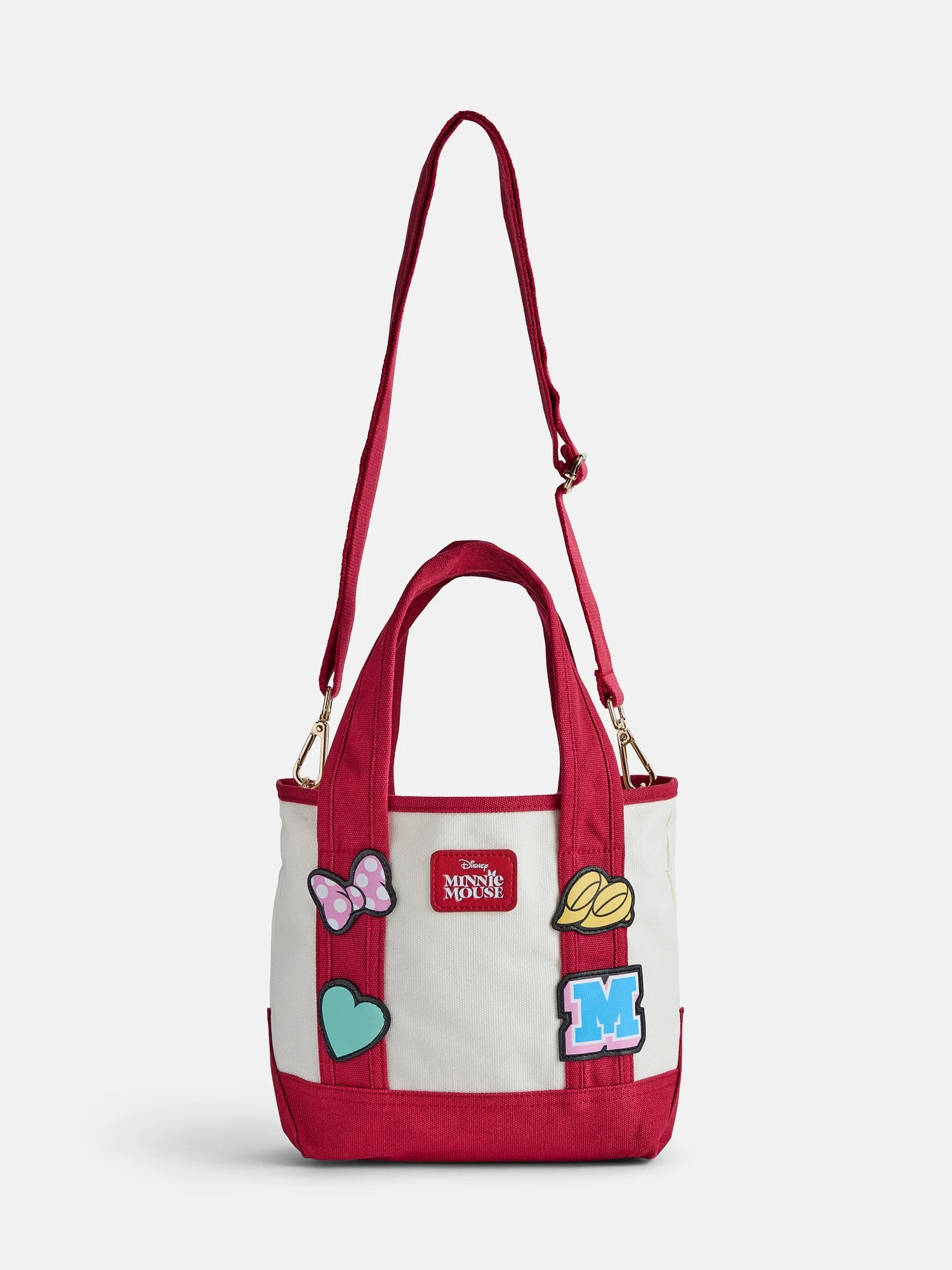 Disney Mickey Mouse Women's Patches Canvas Tote Bag, Red | Walmart (US)