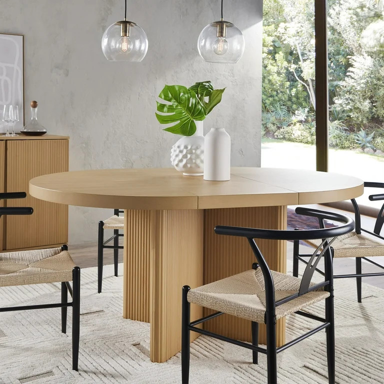 Better Homes & Gardens Lillian Fluted Round Expandable Dining Table, Natural Pine Finish | Walmart (US)