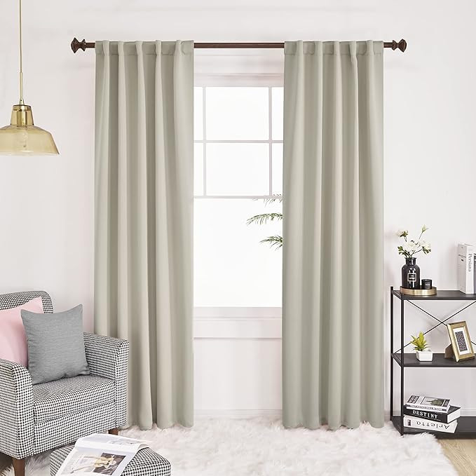 Deconovo Back Tab and Rod Pocket Blackout Curtains for Living Room - (42x84 Inch, Light Beige, 2 ... | Amazon (US)