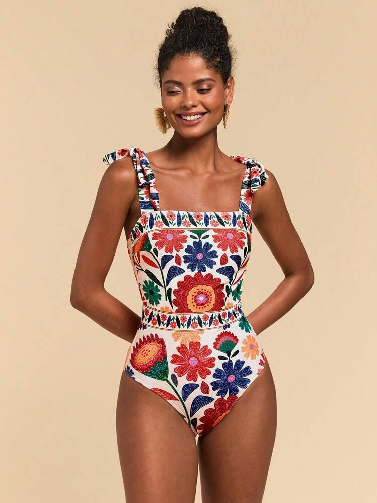 Travachic 1pc Women's One-Piece Swimsuit, Spaghetti Strap, Fashionable For Summer,Summer Outfits For Women,Rave Outfits Festival,Beach Outfits For Woman,Sheer,Holiday Outfits,Holiday Clothes,Beach Outfits For Woman,Vacation Outfits Woman | SHEIN