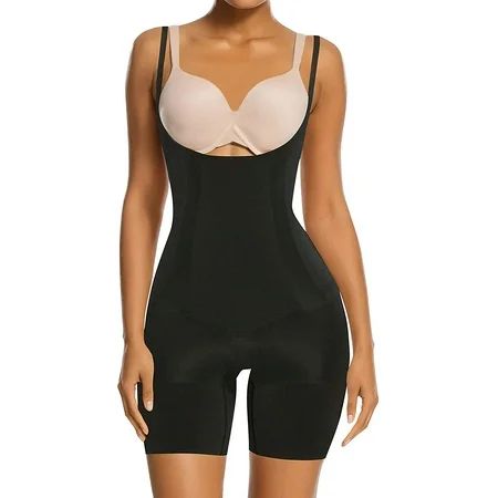 SHAPERX Tummy Control Shapewear for Women Seamless Colombianas Faja Bodysuit Open Bust Mid Thigh Bod | Walmart (US)