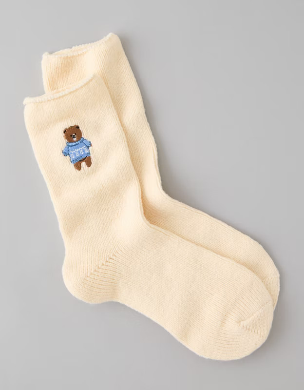 AE Teddy Bear Crew Socks | American Eagle Outfitters (US & CA)