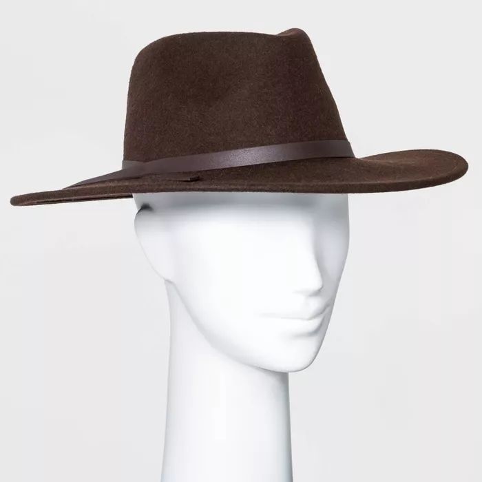 Women&#39;s Wide Brim Felt Fedora Hat - Universal Thread&#8482; Brown | Target