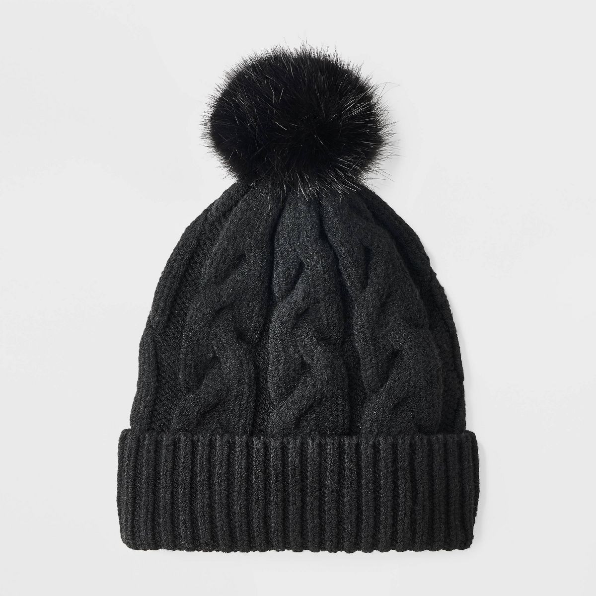 Girls' Knitted Cuffed Beanie - Cat & Jack™ Black | Target