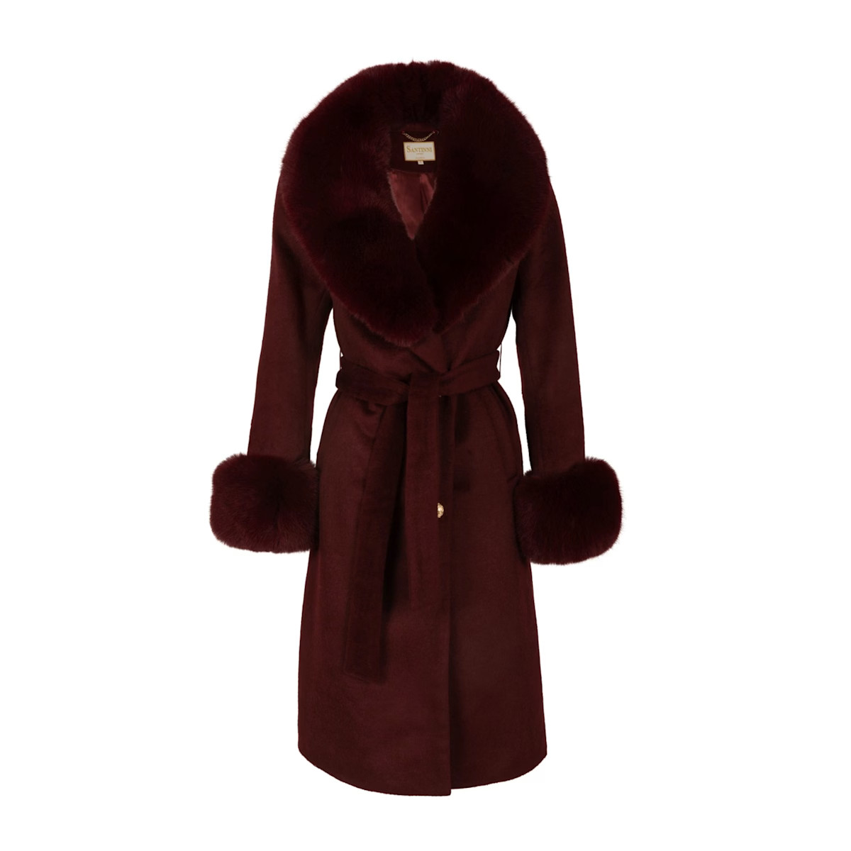 Marlene Cashmere & Wool Coat With Faux Fur In Rosso | Wolf & Badger