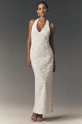 BHLDN Textured Halter Slim Midi Dress | Anthropologie (US)