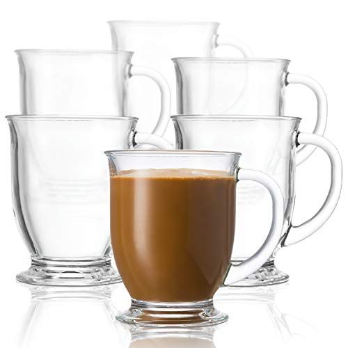 Kook Glass Coffee Mugs, with Handles, Clear Tea Cups, for Hot Beverages, Latte, Cappuccino, Espresso | Amazon (US)