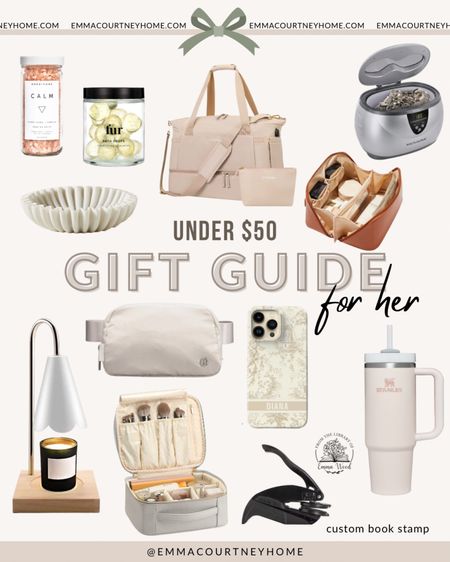 Gift ideas for her under $50! Whether you’re shopping for your significant other, best friend, sister, mom - anyone! From personalized toile phone case, candle warmer, bath spa picks, travel bags and more 

#LTKGiftGuide #LTKHoliday #LTKfindsunder50