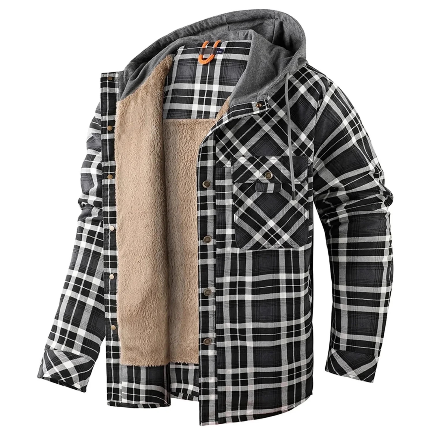 Fexilor Men's Flannel Shirt Jacket with Hood Long Sleeve Fleece Coat | Walmart (US)
