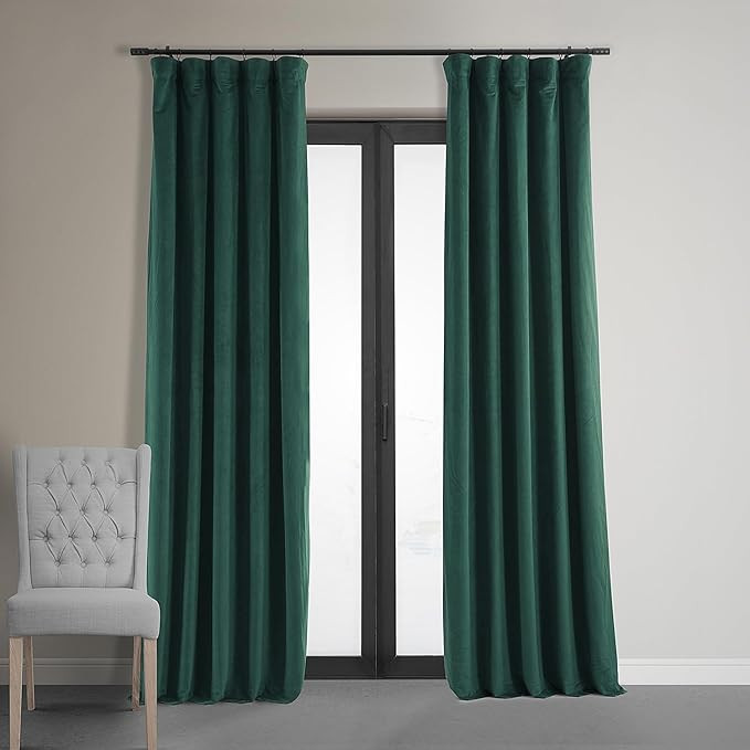 HPD Half Price Drapes Signature Blackout Velvet Curtains 120 Inches Long Heat & Full Light Blocki... | Amazon (US)