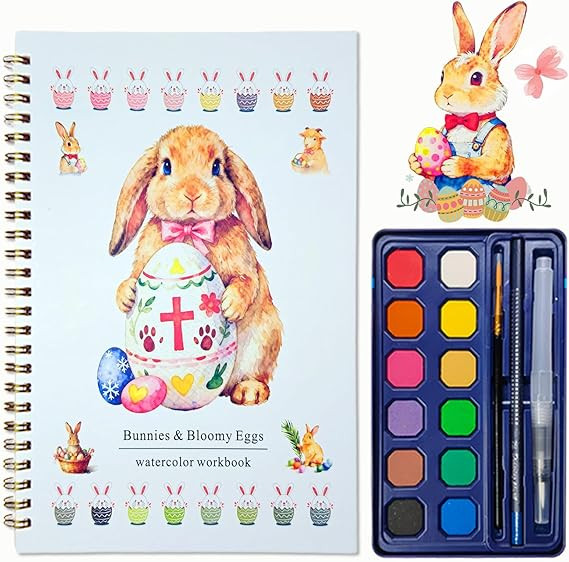Easter egg&rabbit Watercolor Workbook - Watercolor Painting Set for Beginners & Adults, 12 Colors... | Amazon (US)