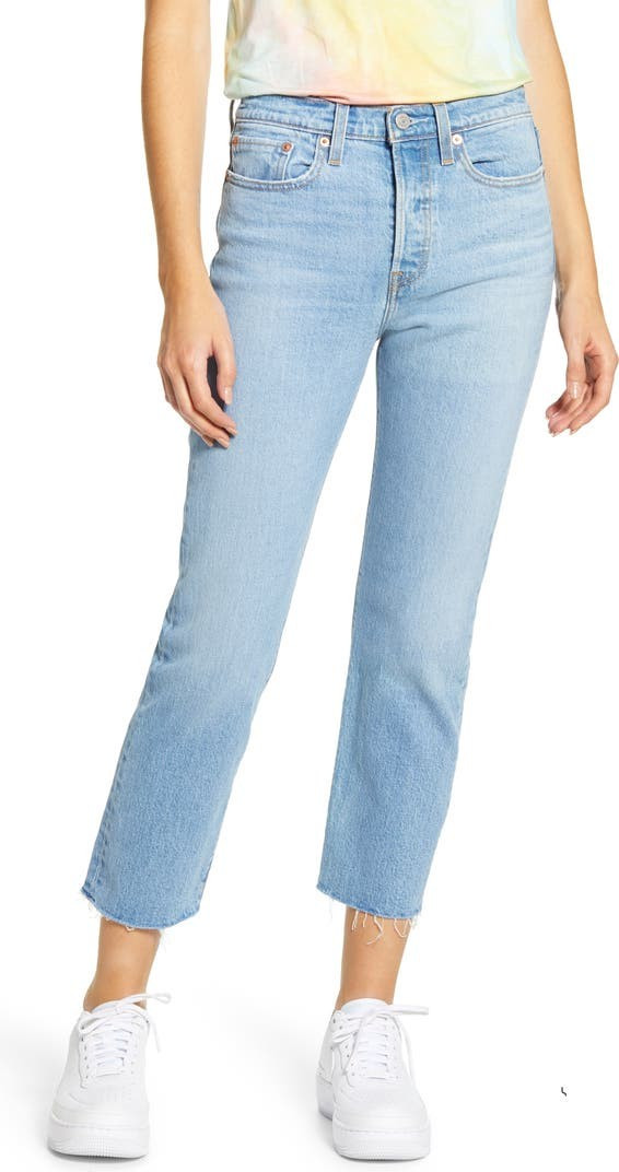 Wedgie High Waist Raw Hem Straight Leg Jeans | Nordstrom