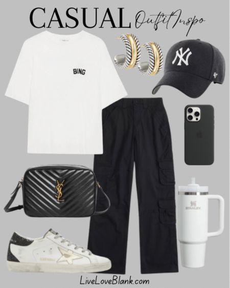 Casual outfit idea
Cargo pants graphic t shirt
Golden goose sneakers
Stanley cup
David Yurman earrings
YSL bag
Travel outfit idea 
Everyday style 
#ltku



#LTKover40 #LTKtravel #LTKstyletip