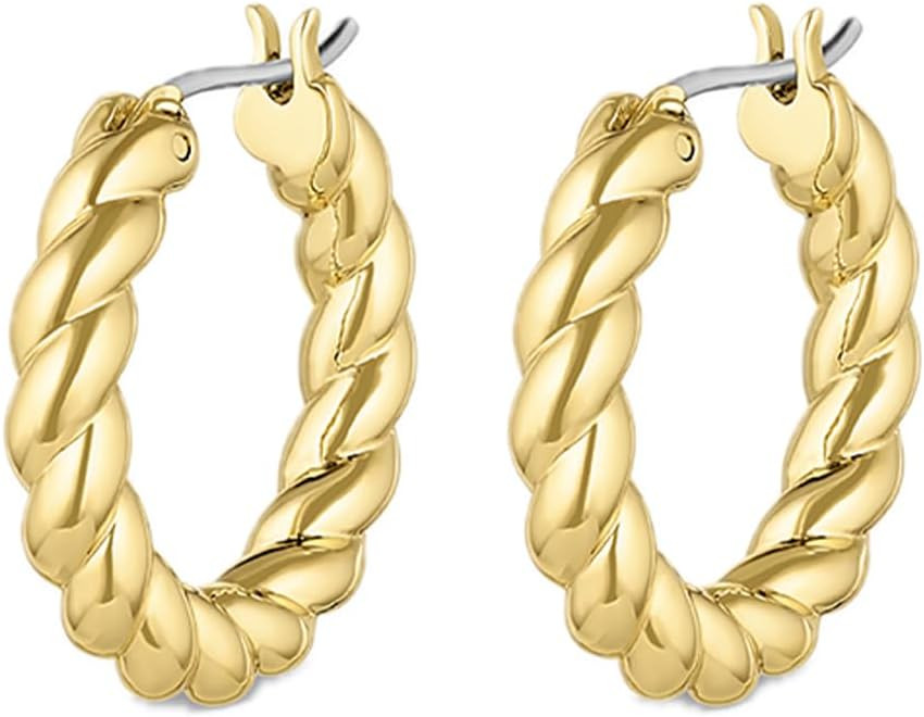 gorjana - Crew Hoops 13/16” - 18k Gold-Plated Brass - Elegant Twisted Design - Stainless Steel ... | Amazon (US)