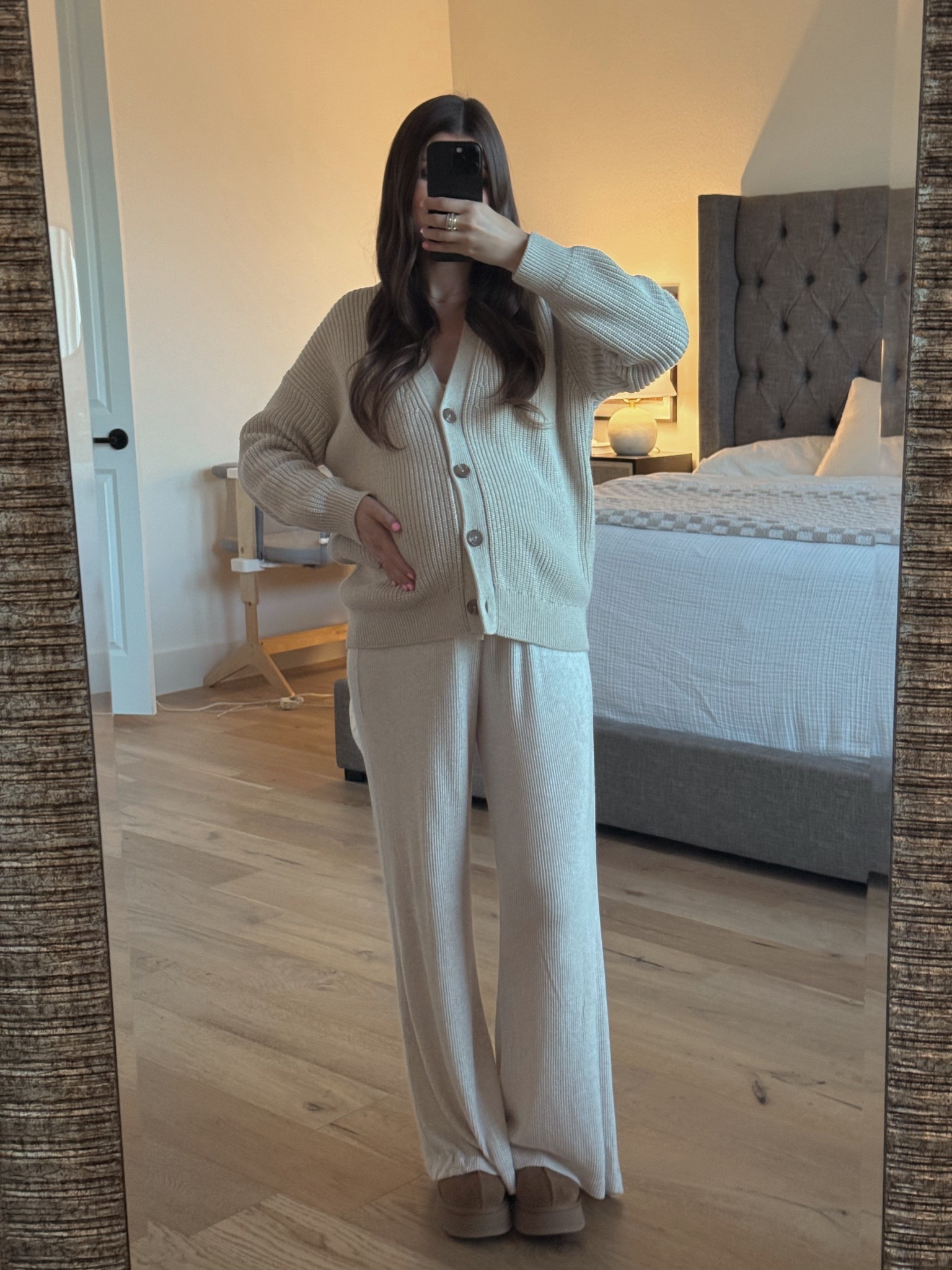 The perfect fall ootd for lounging at home 🤎 also a great pregnancy & postpartum ootd! I sized up to M in both for more oversized & comfy fit - 5’4” for reference! 

#LTKBump #LTKStyleTip