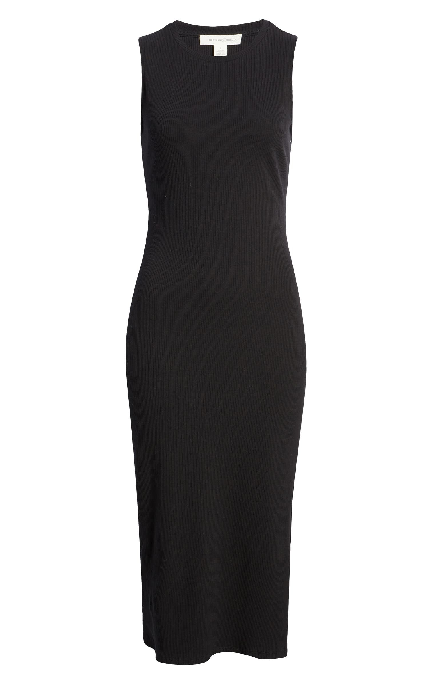 Rib Cutout Cotton Stretch Midi Dress | Nordstrom