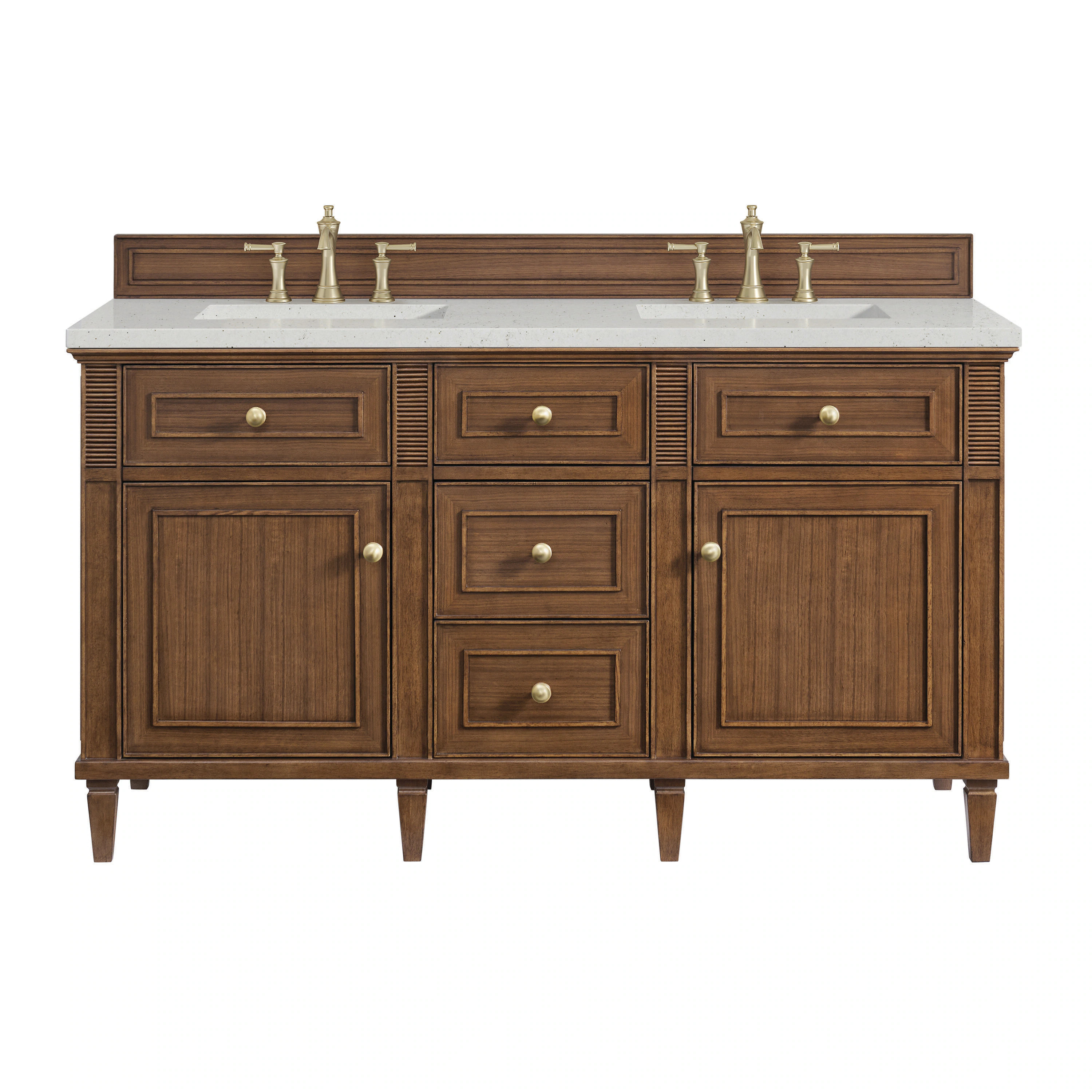 James Martin Vanities Lorelai 60-in Mid-Century Walnut Undermount Double Sink Bathroom Vanity with Lime Delight Quartz Top (Fully Assembled) in Brown | Lowe's