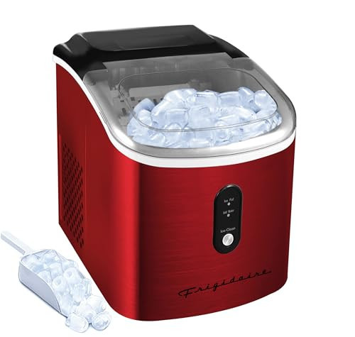 Frigidaire EFIC103 Ice Maker Machine Heavy Duty, 26lb Ice per Day, Red Stainless Steel | Amazon (US)