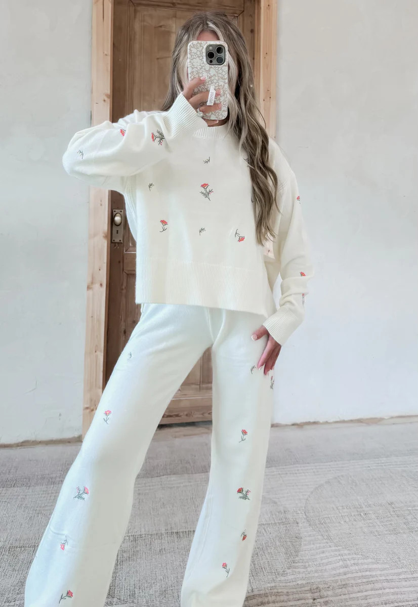 Love Freely Embroidered Sweater Set | CK Squared Boutique