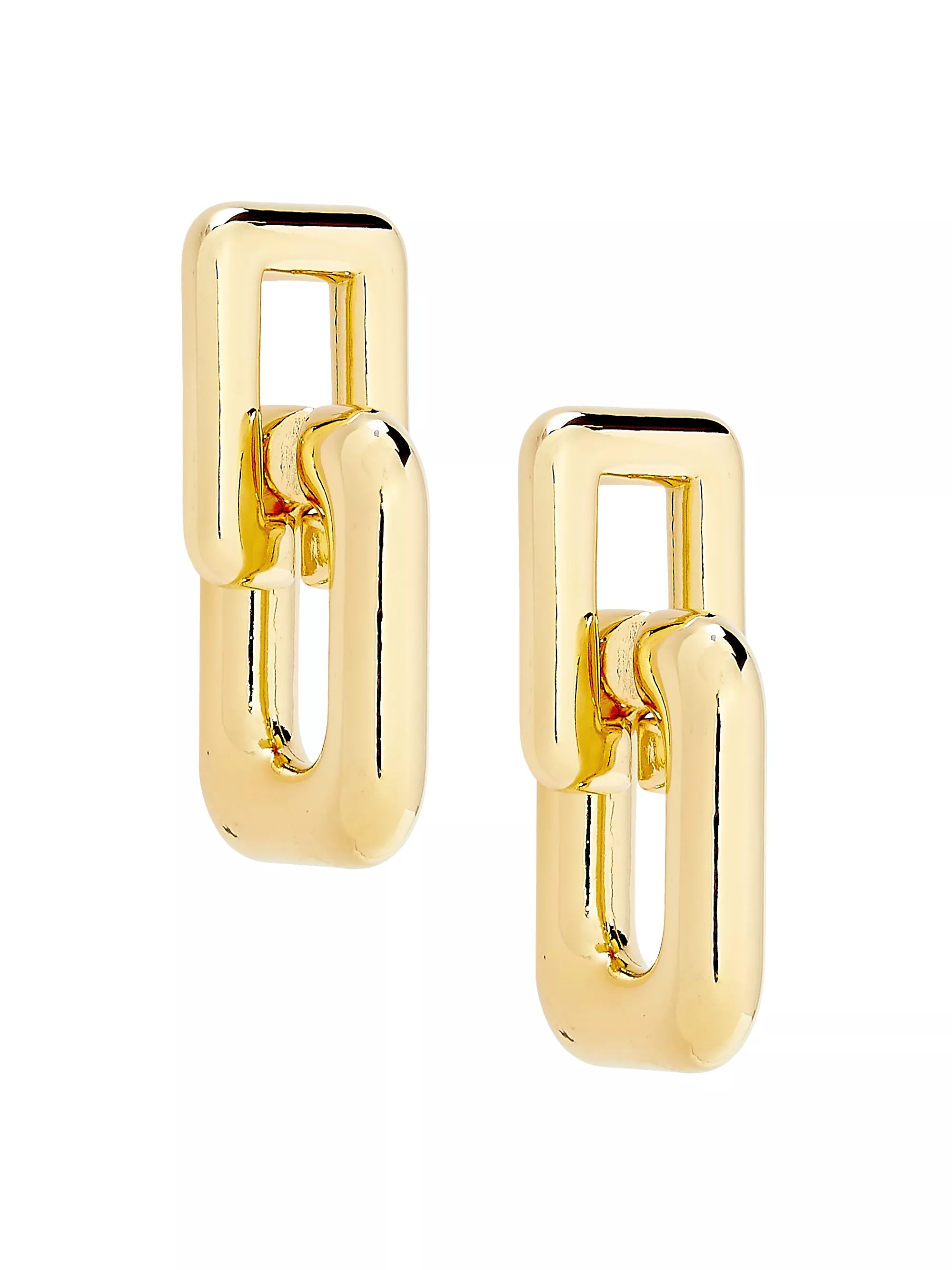 Hailey 24K-Gold-Plated Interlocking Link Drop Earrings | Saks Fifth Avenue