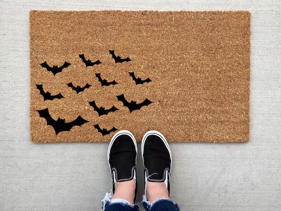 Bats Halloween Doormat Halloween Doormat Pumpkin Fall - Etsy | Etsy (US)