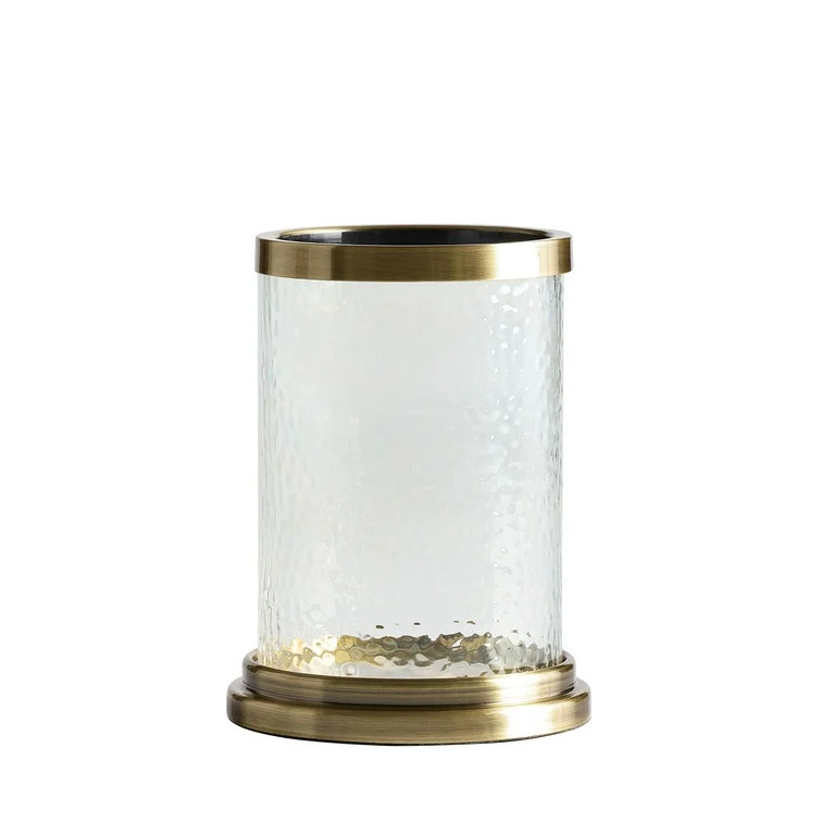 Better Homes & Gardens Clear & Brass Glass Hurricane Candle Holder, 4" | Walmart (US)