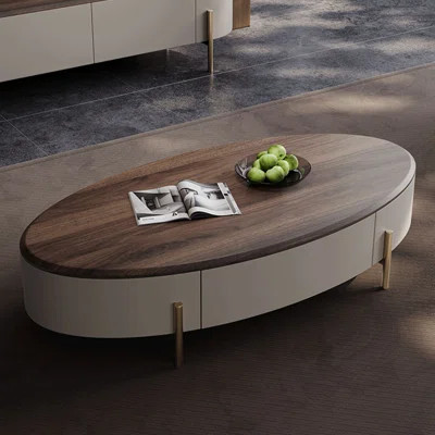 Modern oval solid wood coffee table | Wayfair North America