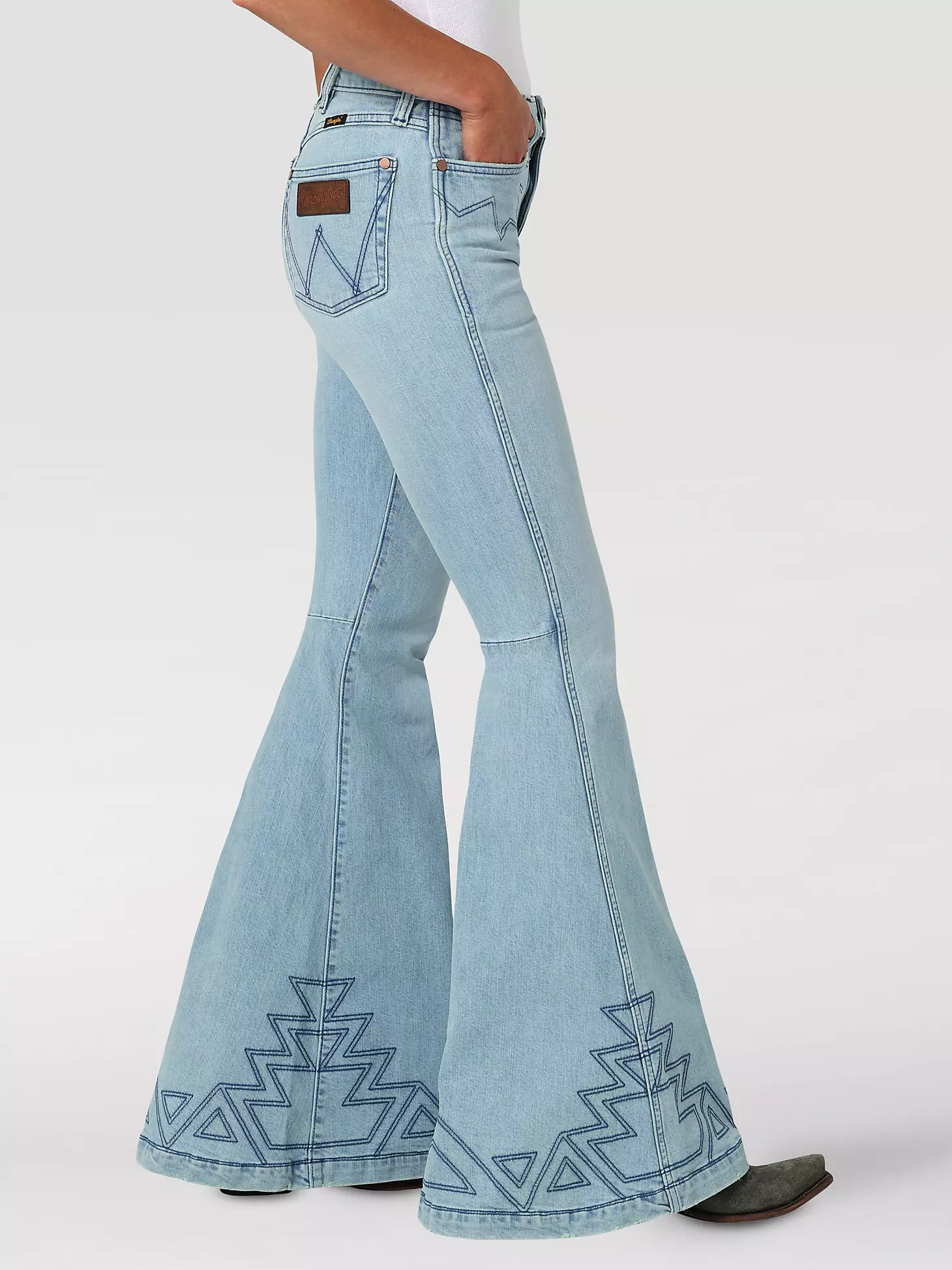 Women's Wrangler Retro® Premium High Rise Embellished Trumpet Flare Jean in Greta | Wrangler