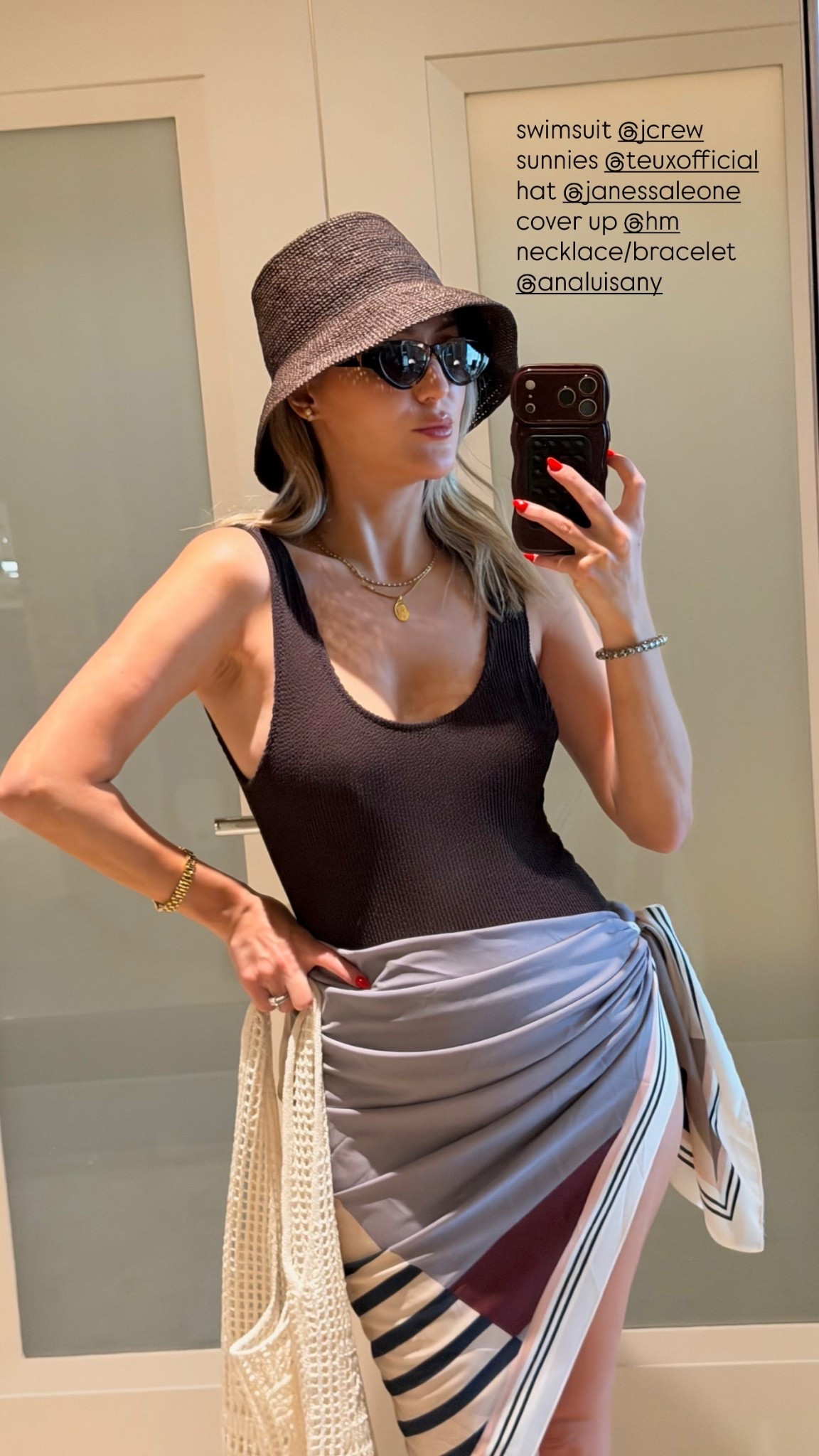 pool time!! 

swimsuit @jcrew 
sunnies @teuxofficial 
hat @janessaleone00 
cover up @hm 
necklace/bracelet  @analuisany

Vacation

#LTKselfcare #LTKootd #LTKTravel