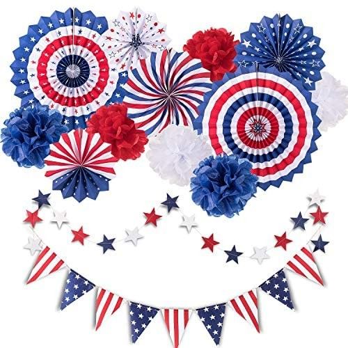 Whaline 14Pcs Patriotic Party Decorations Set, 4th of July American Flag Party - Fourth Of July Deco | Amazon (US)