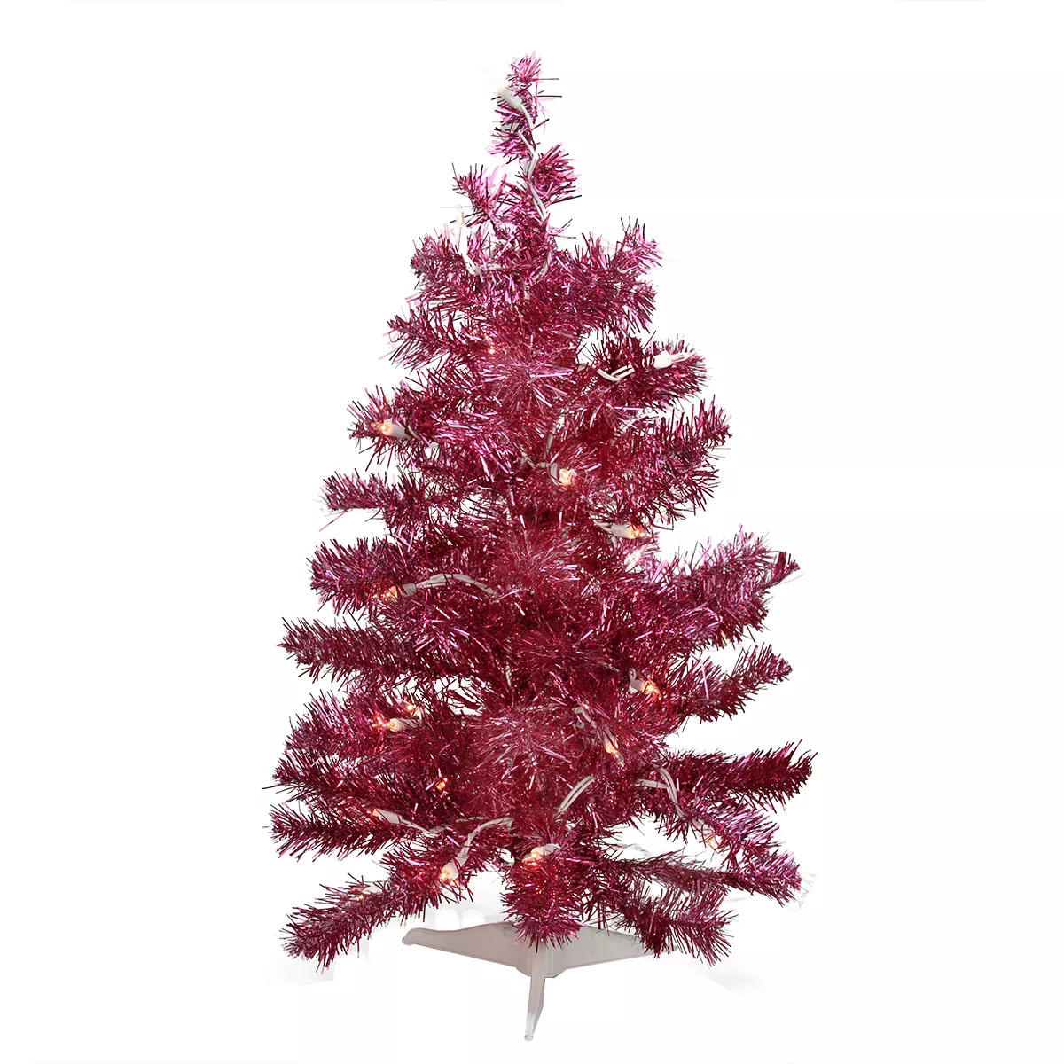 Northlight 2' Pre-lit Pink Passion Iridescent Pine Artificial Tinsel Christmas Tree - Clear Light... | Target