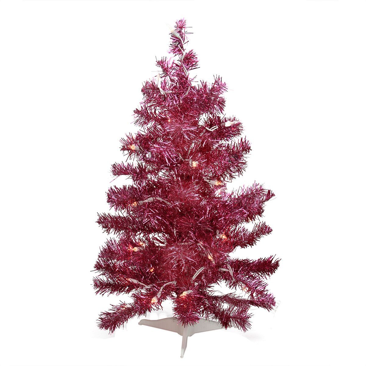 Northlight 2' Pre-lit Pink Passion Iridescent Pine Artificial Tinsel Christmas Tree - Clear Light... | Target