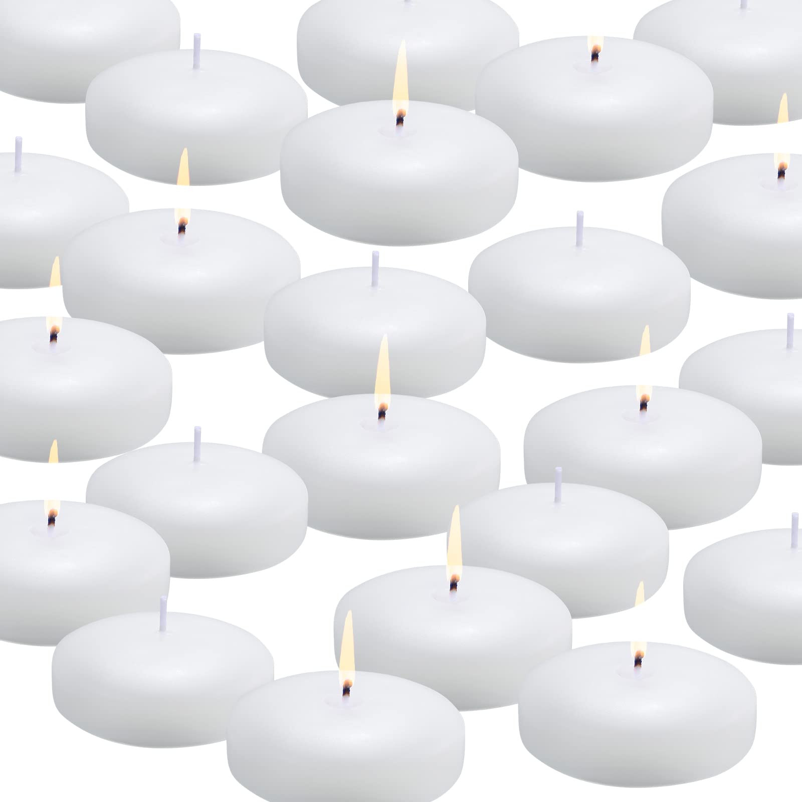 flamecan 24 Pack Floating Candles, 3” White Unscented Dripless Wax Burning Candles, for Cylinde... | Amazon (US)