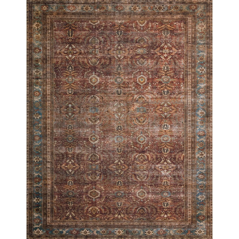 Loloi II Layla Printed Oriental Distressed Brick / Blue Area Rug | Walmart (US)