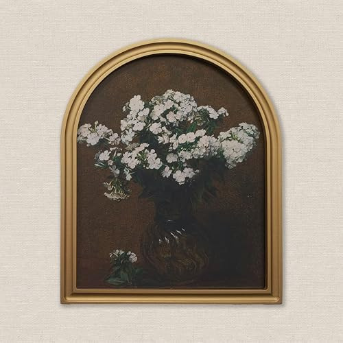 TwoDays Gold Vintage Flower Arched Wood Framed Wall Art – Moody Floral Canvas Picture for Home ... | Amazon (US)