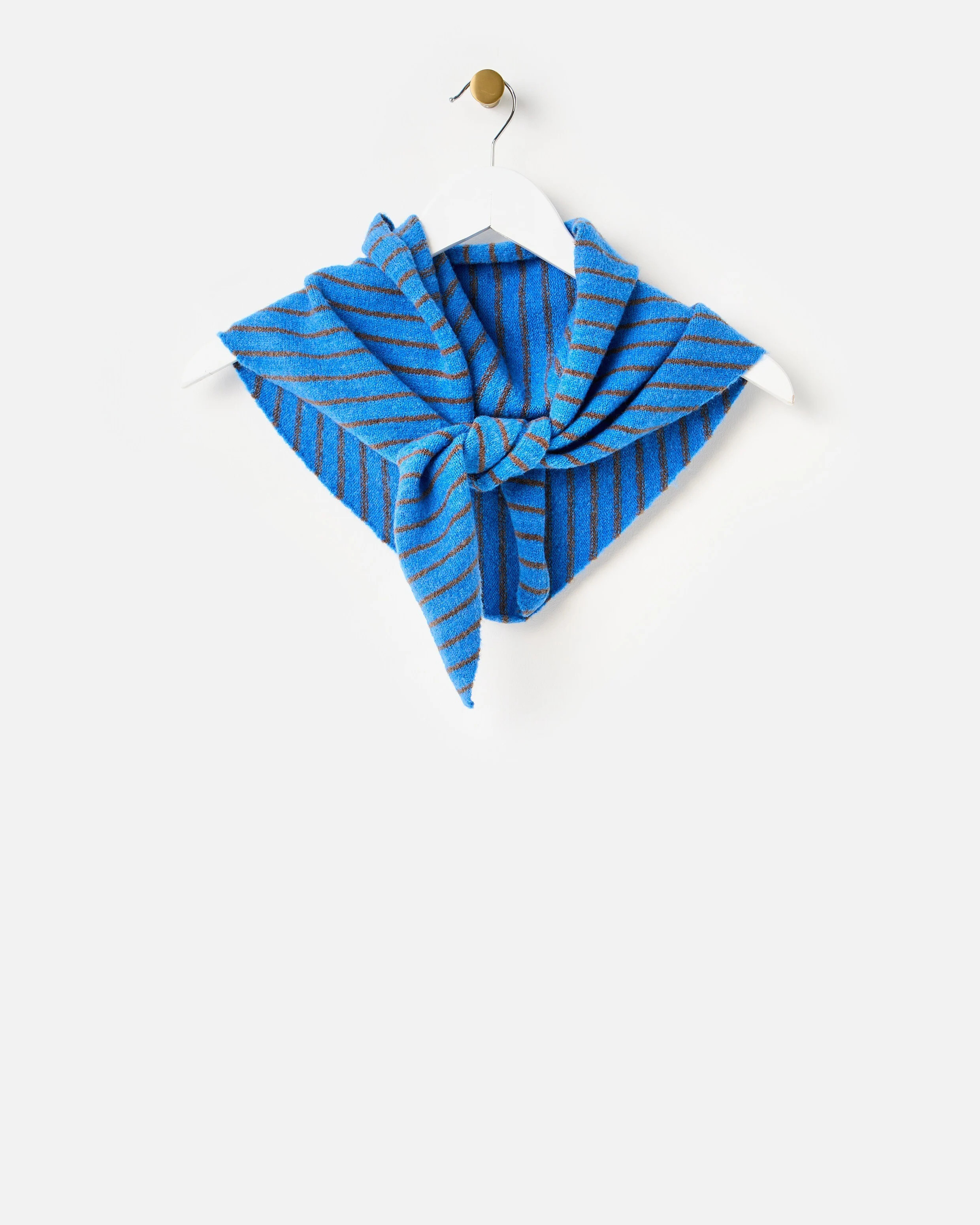Blue & Brown Striped Knitted Triangle Scarf | Oliver Bonas (Global)