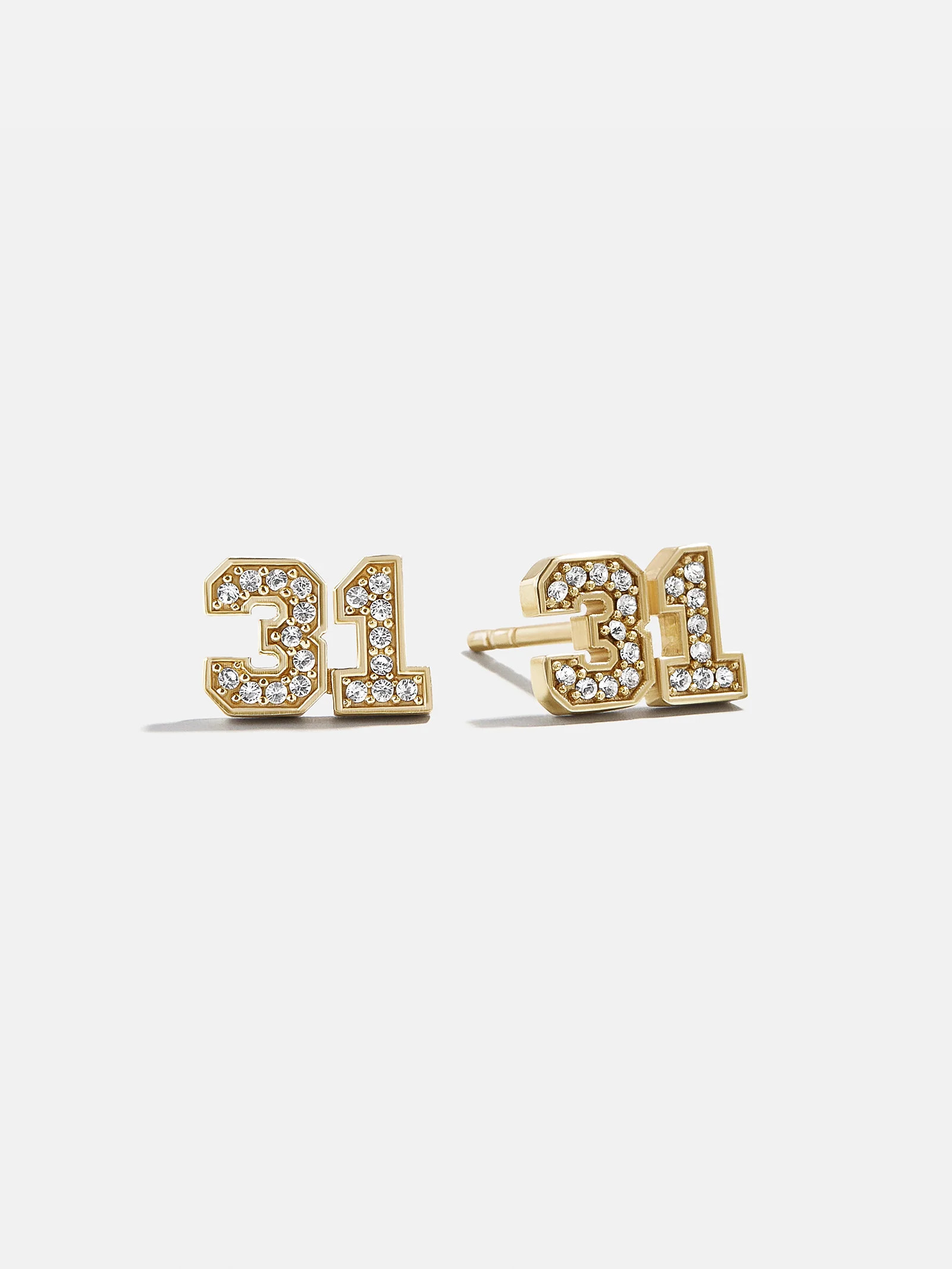 Varsity Number Custom Stud Earrings - Gold Double Digit | BaubleBar