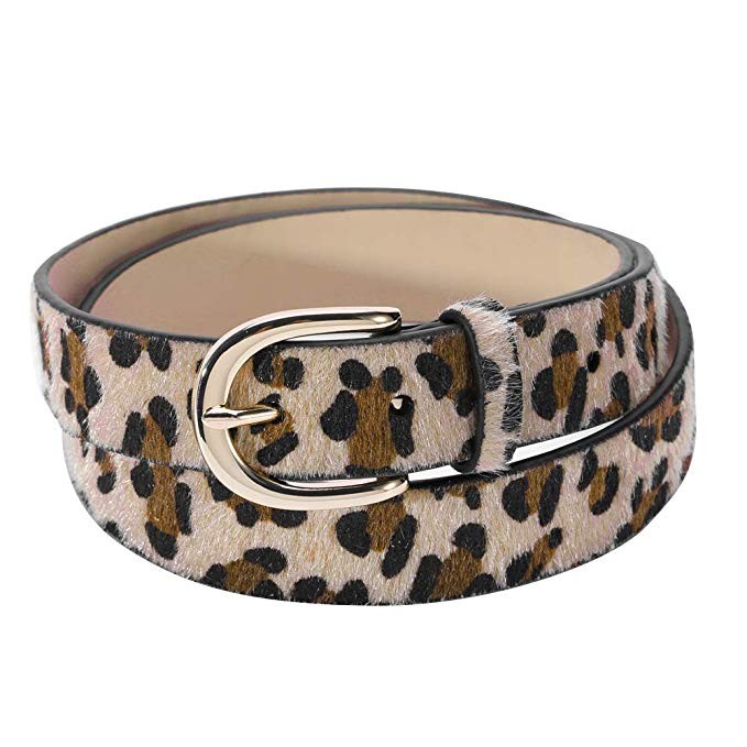 Women's Leopard print Belt PU Haircalf Belt Ladies Casual Waistband for jeans/dress | Amazon (US)