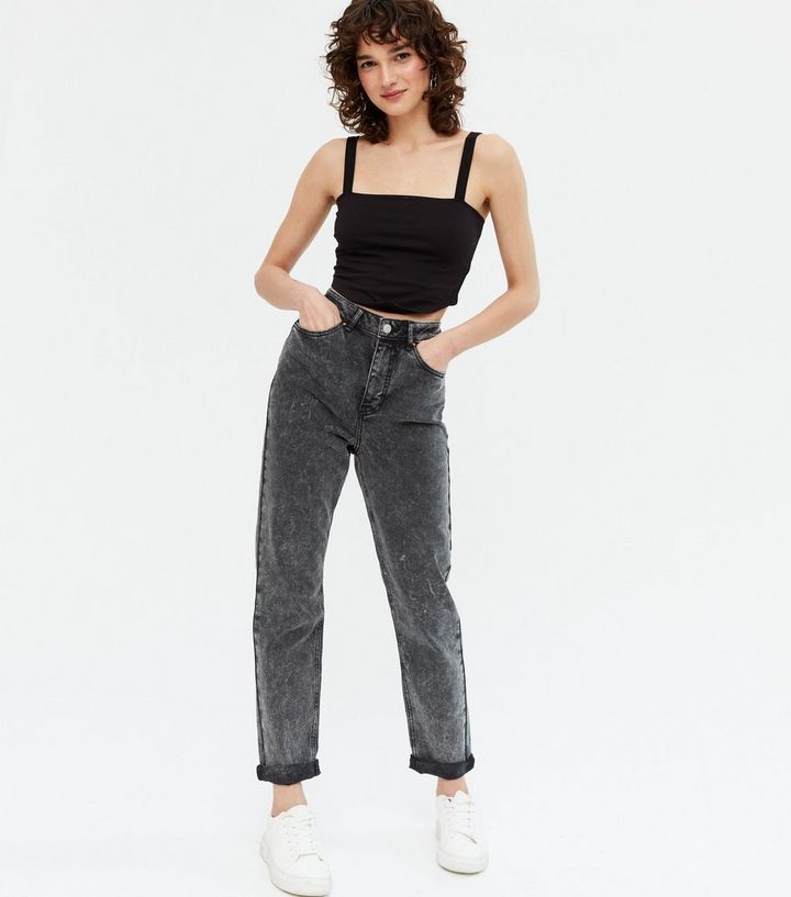 Dark Grey Acid Wash Tori Mom Jeans
						
						Add to Saved Items
						Remove from Saved Items | New Look (UK)