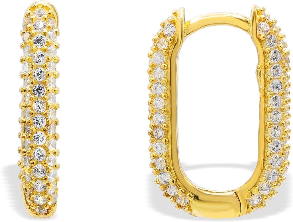 ADINA EDEN 14K Gold Plated U-Shaped Square Hoop Earrings For Women, Huggie Earrings For Women, Hy... | Amazon (US)