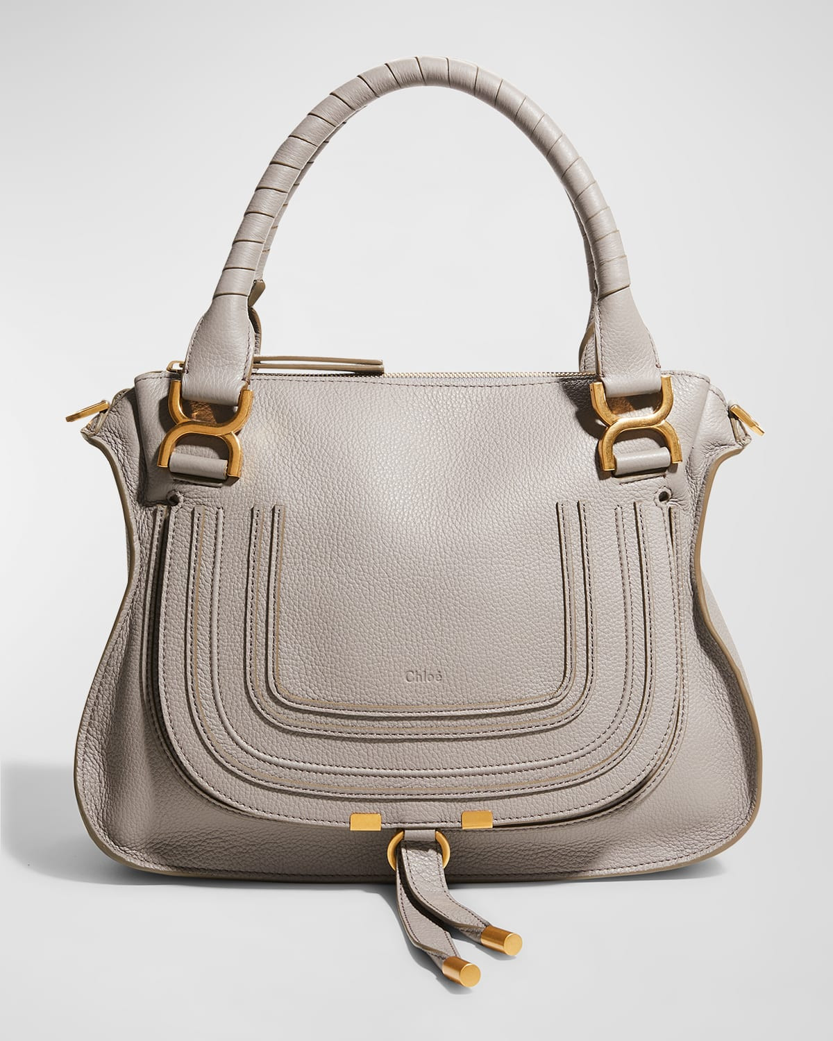 Marcie Medium Double Carry Satchel Bag in Grained Leather | Neiman Marcus