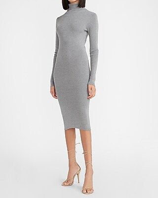 Ribbed Turtleneck Midi Sweater Dress | Express