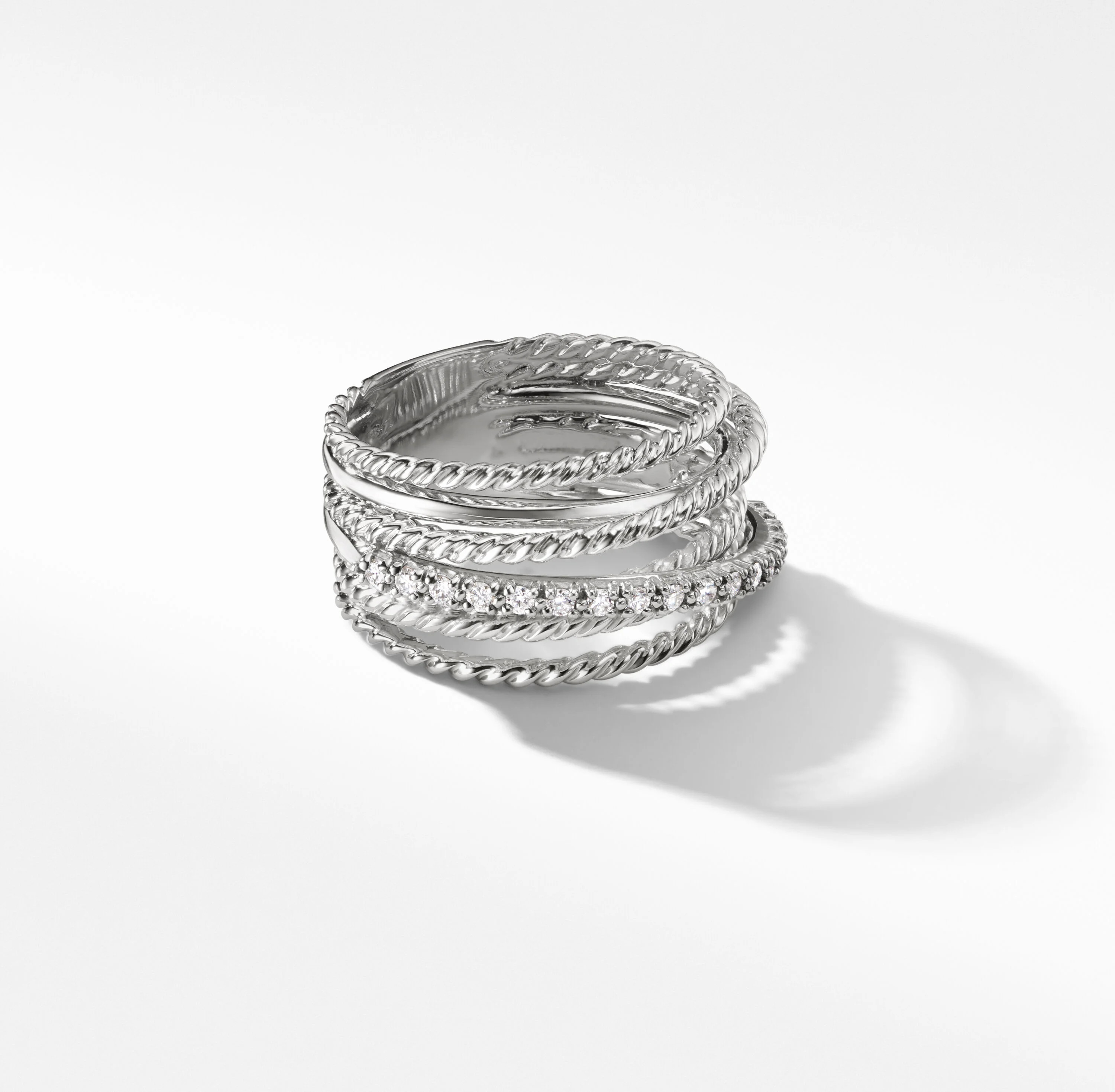 David Yurman Canada | Crossover Ring with Diamonds, 12mm | David Yurman